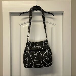 Handmade MAWUFEMOR Canvas Crossbody Shoulder Bag Black and White Print